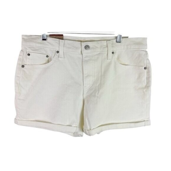 Levi’s Women's 32 Mid Length Midrise Denim Shorts Stretch Off White NWT 0602 - Picture 2 of 13
